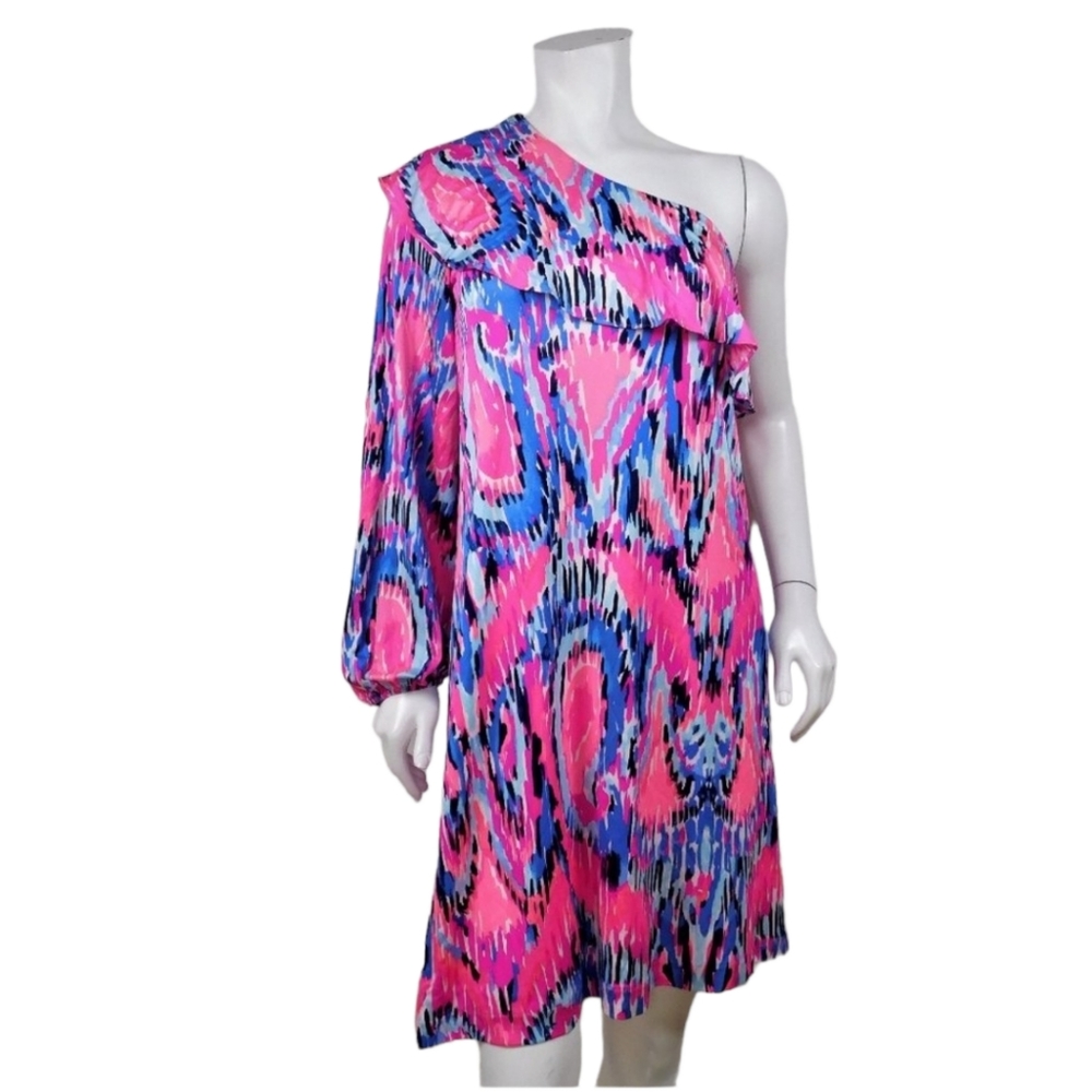 Lilly Pulitzer Amante Silk Jersey One Sleeve Dress XL (83125)